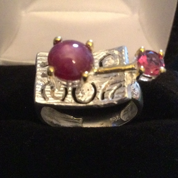 Rare Genuine Star Ruby & Rhodolite Ring, One of a Kind - Picture 6 of 16